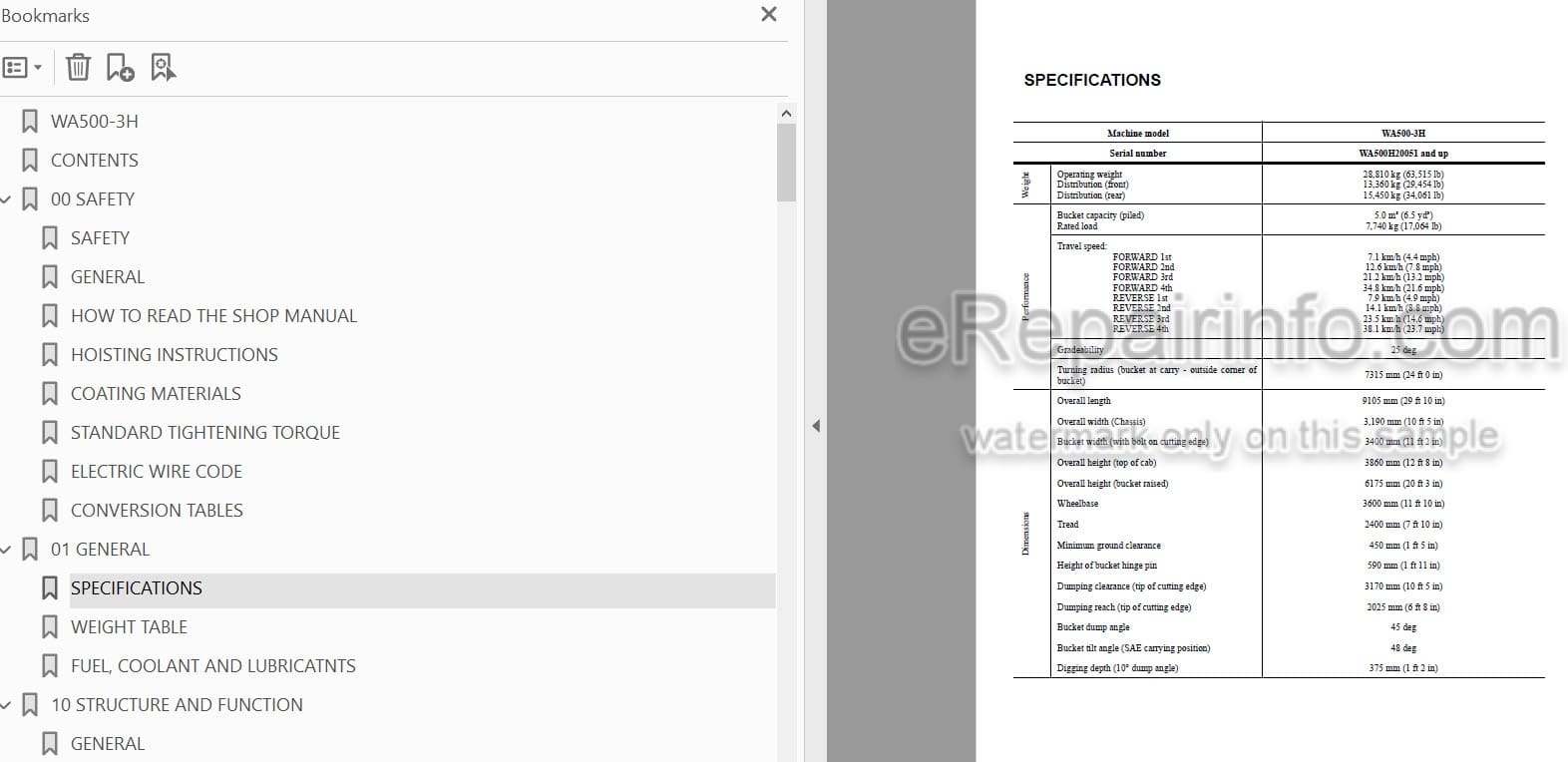 Photo 5 - Komatsu WA500-3H Shop Manual Wheel Loader VEBM500100 SN 20051-