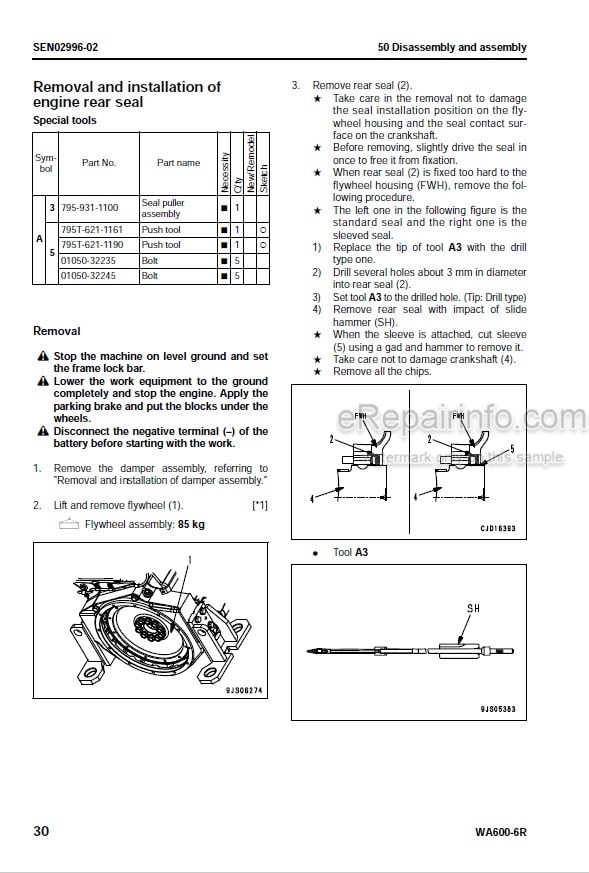 Photo 3 - Komatsu WA600-6R Shop Manual Wheel Loader SEN02211-08 SN65001-