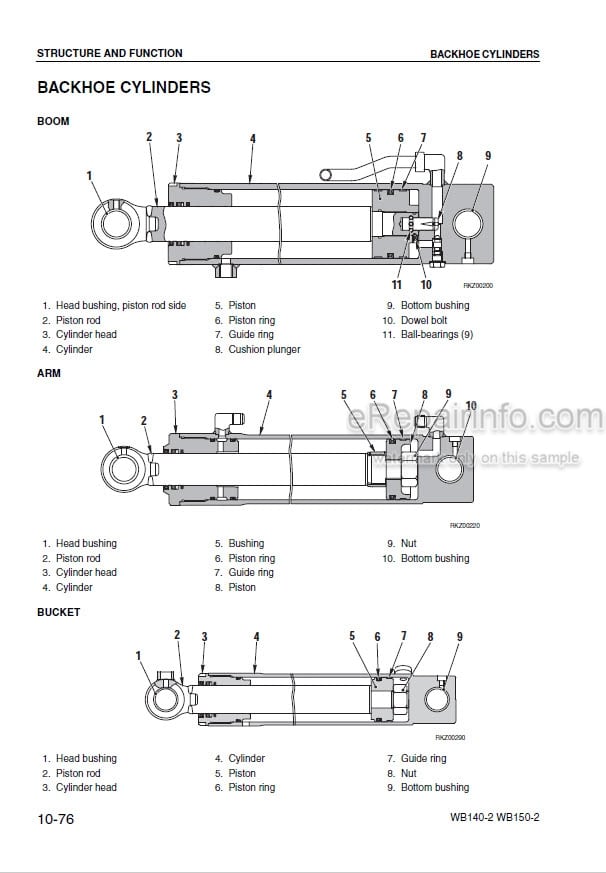 Photo 3 - Komatsu WB140-2 WB150-2 Shop Manual Backhoe Loader WEBD004200