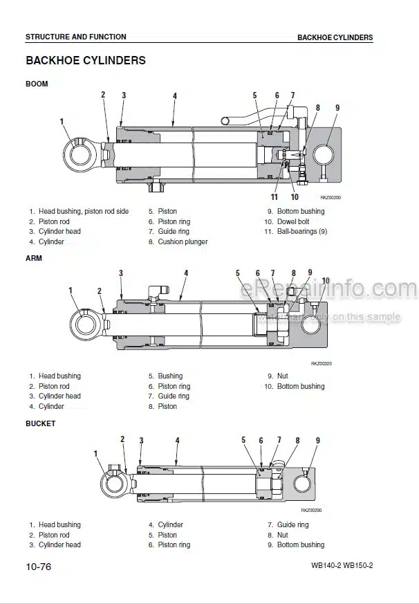 Photo 3 - Komatsu WB140-2 WB150-2 Shop Manual Backhoe Loader WEBD004200