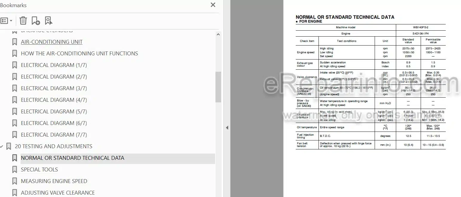 Photo 5 - Komatsu WB140PS-2 WB150PS-2 Shop Manual Backhoe Loader WEBD002502 SN F50001-