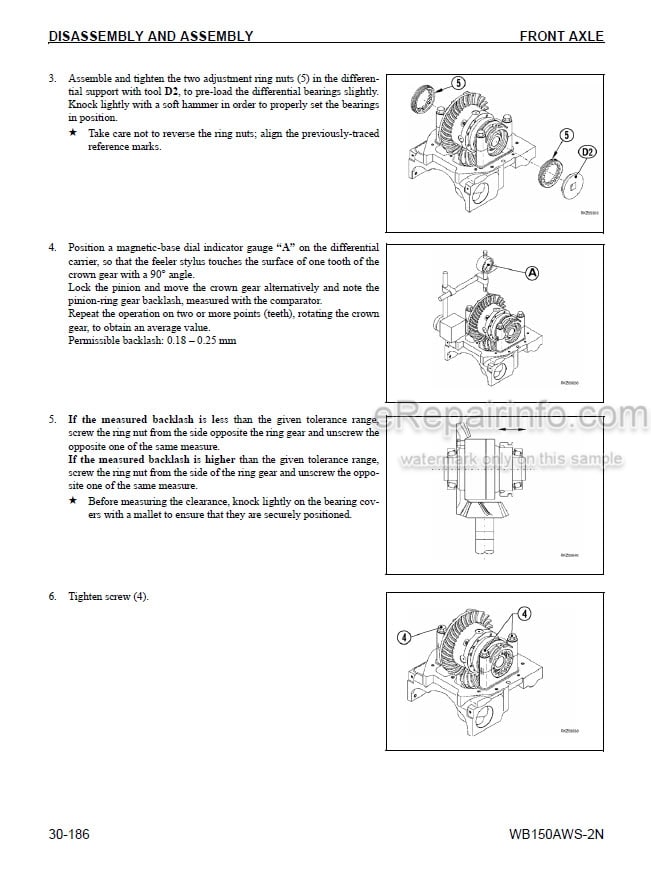 Photo 5 - Komatsu WB150AWS-2N Shop Manual Backhoe Loader CEBD011300 SN A90001-