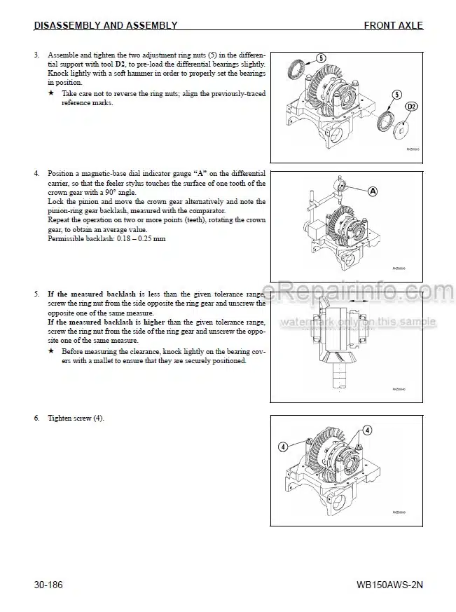 Photo 5 - Komatsu WB150AWS-2N Shop Manual Backhoe Loader CEBD011300 SN A90001-