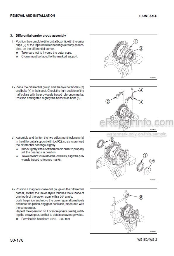 Photo 5 - Komatsu WB150AWS-2 Shop Manual Backhoe Loader WEBD003301 SN F80001-