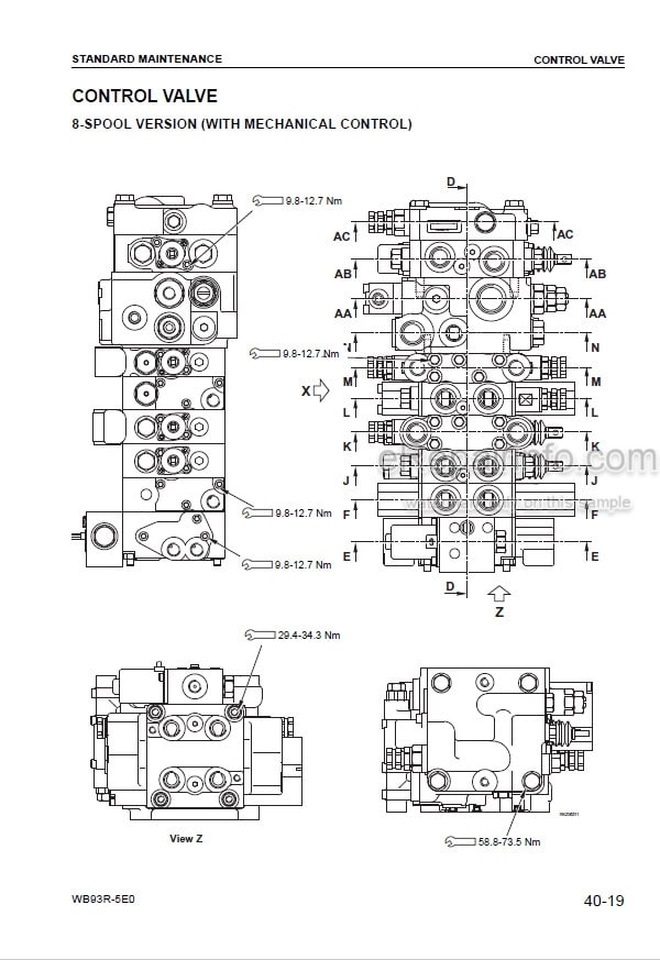 Photo 3 - Komatsu WB93R-5E0 Shop Manual Backhoe Loader WEBM008102 SN F61569-