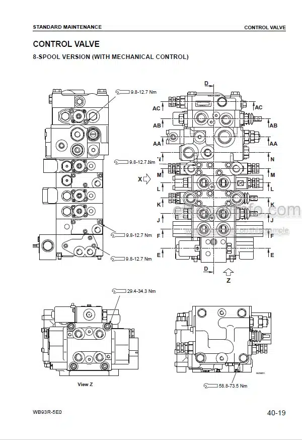 Photo 3 - Komatsu WB93R-5E0 Shop Manual Backhoe Loader WEBM008102 SN F61569-