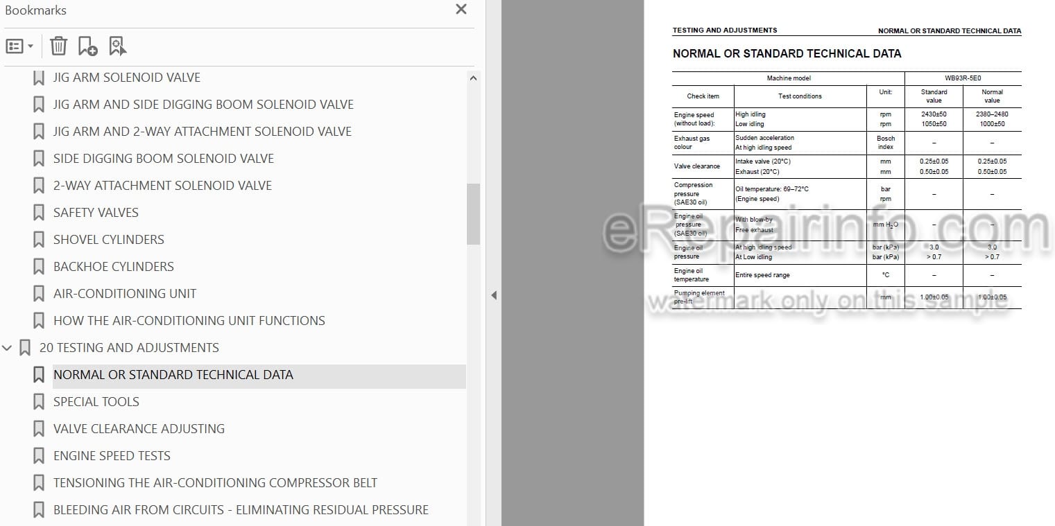 Photo 5 - Komatsu WB93R-5E0 Shop Manual Backhoe Loader WEBM008102 SN F61569-