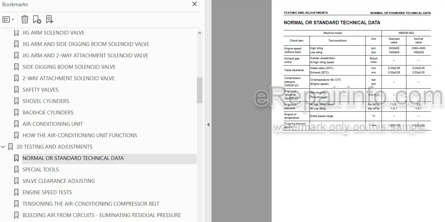 Photo 5 - Komatsu WB93R-5E0 Shop Manual Backhoe Loader WEBM008102 SN F61569-