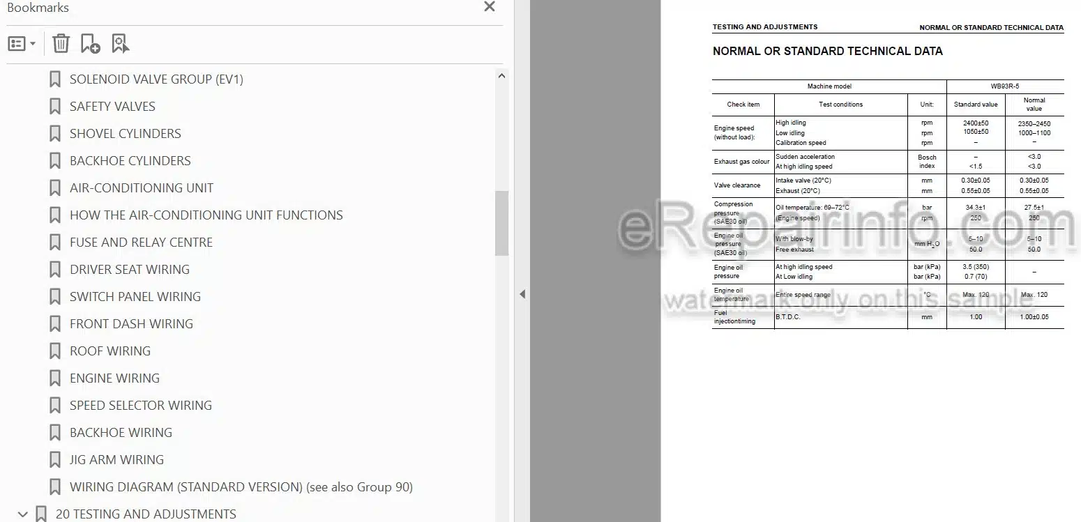 Photo 4 - Komatsu WB93R-5 Shop Manual Backhoe Loader WEBM005800 SN F50003-