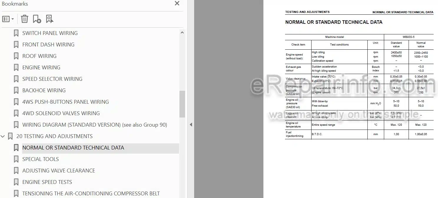 Photo 3 - Komatsu WB93S-5 Shop Manual Backhoe Loader WEBM007400 SN F00003-