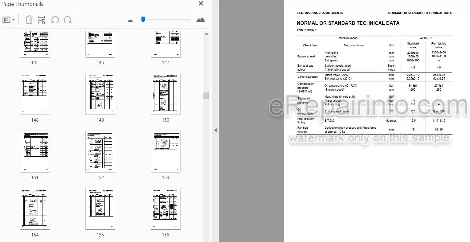 Photo 5 - Komatsu WB97R-2 Shop Manual Backhoe Loader WEBM001004 SN 97F21409-