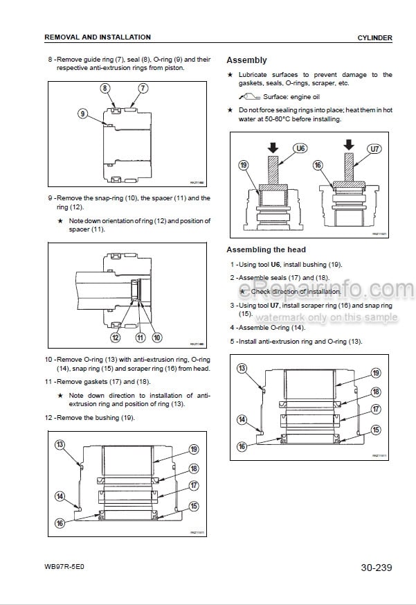 Photo 5 - Komatsu WB97R-5E0 Shop Manual Backhoe Loader WEBM008202 SN F80211-