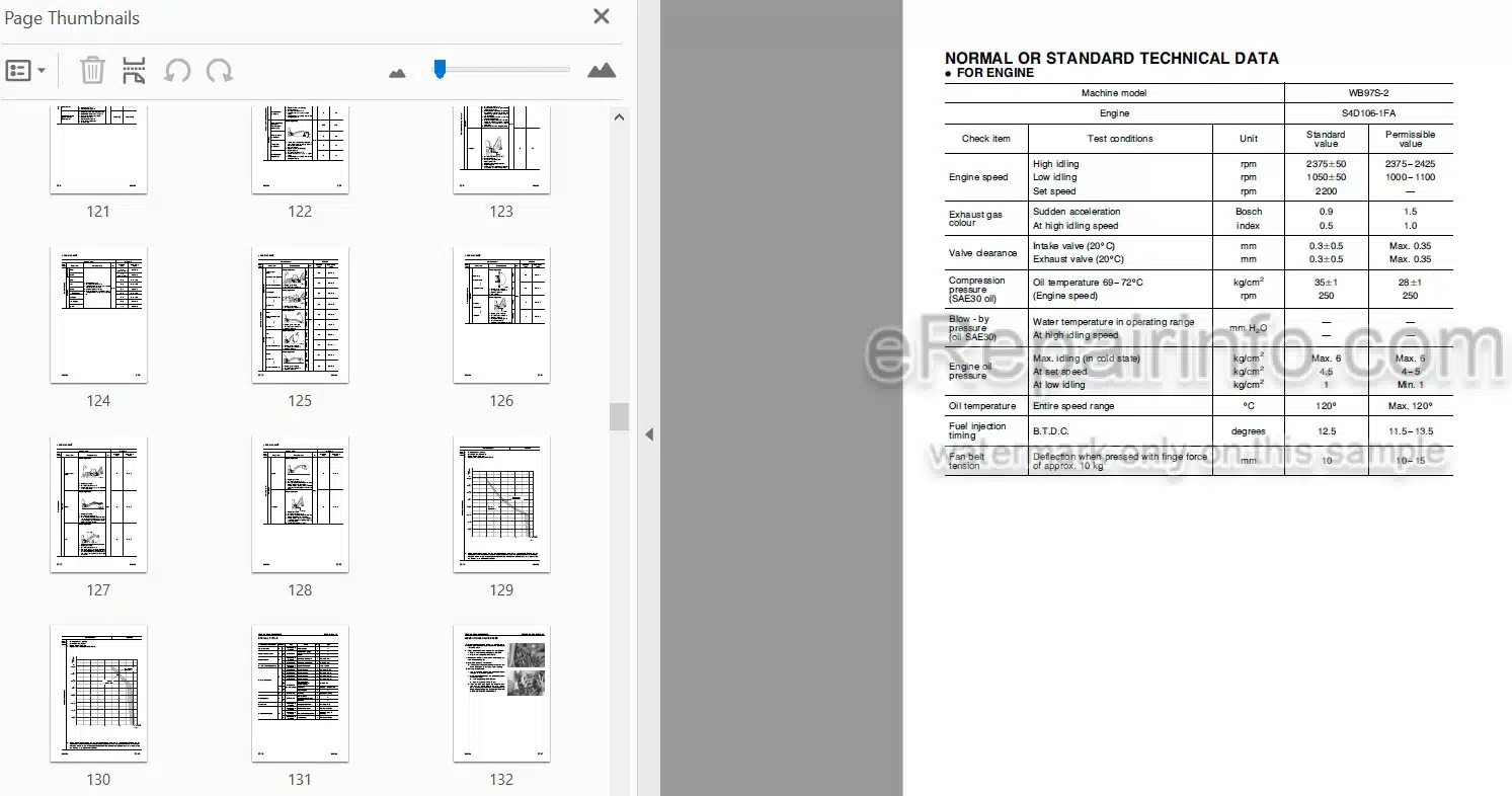 Photo 3 - Komatsu WB97S-2 Shop Manual Backhoe Loader WEBM002400 SN 97SF10001-