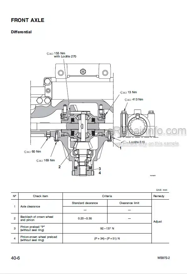 Photo 5 - Komatsu WB97S-2 Shop Manual Backhoe Loader WEBM002400 SN 97SF10001-