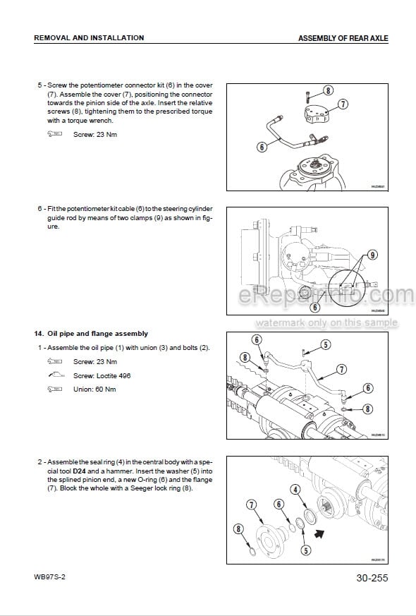 Photo 5 - Komatsu WB97S-2 Shop Manual Backhoe Loader WEBM002404 SN 97SF11205-