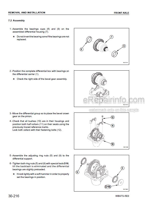 Photo 3 - Komatsu WB97S-5E0 Shop Manual Backhoe Loader WEBM008400 SN F30003-