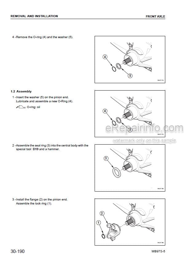 Photo 5 - Komatsu WB97S-5 Shop Manual Backhoe Loader WEBM007500 SN F00003-