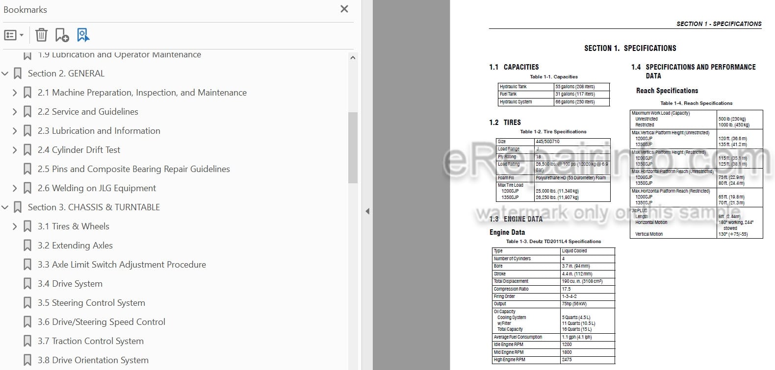 Photo 5 - JLG 1100SB Service And Maintenance Manual Boom Lift 3121265