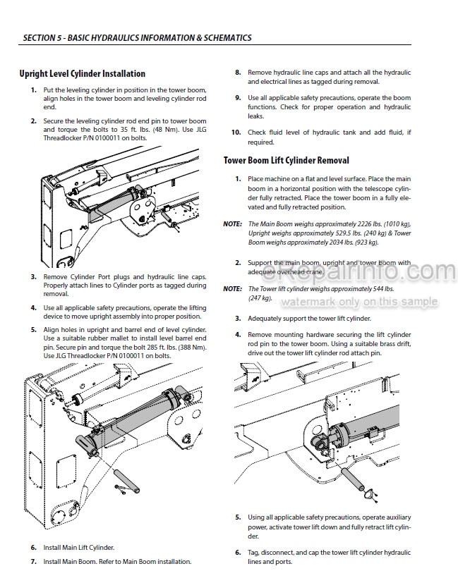 Photo 3 - JLG 740AJ Service And Maintenance Manual Boom Lift 3121651 SN 0300185828-