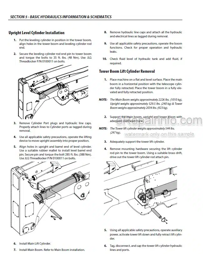 Photo 3 - JLG 740AJ Service And Maintenance Manual Boom Lift 3121651 SN 0300185828-