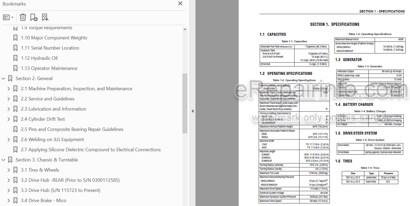 Photo 5 - JLG E600 To M600JP Service And Maintenance Manual Boom Lift