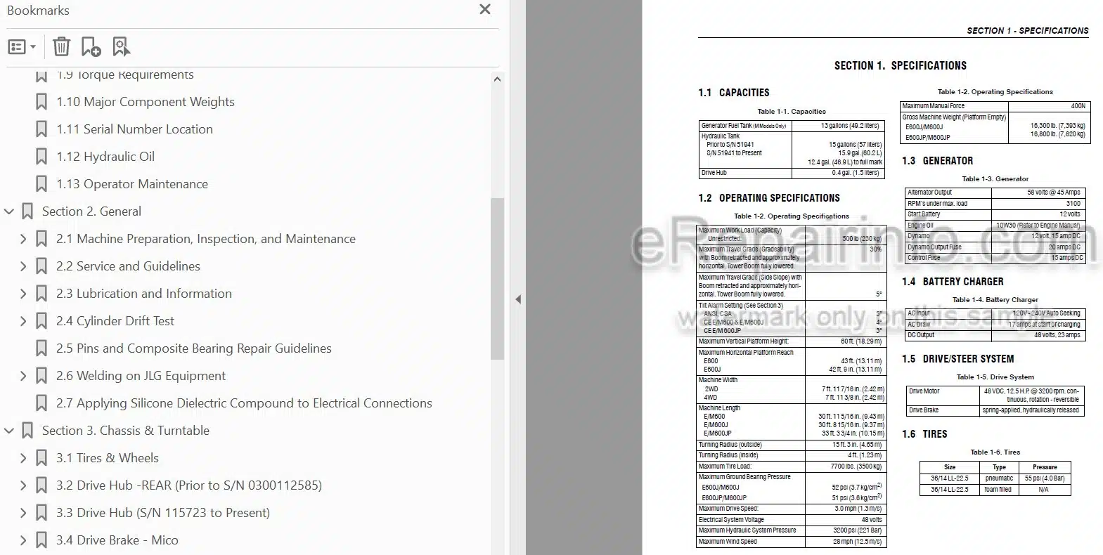 Photo 5 - JLG E600 To M600JP Service And Maintenance Manual Boom Lift