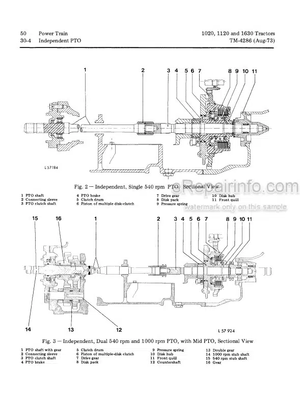 Photo 5 - John Deere 1020 1120 1630 Technical Manual Tractor TM4286