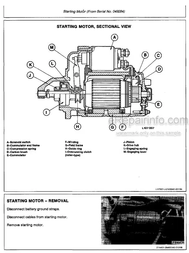 Photo 3 - John Deere 1032 1042 1052 1055 Technical Manual Combine TM4413