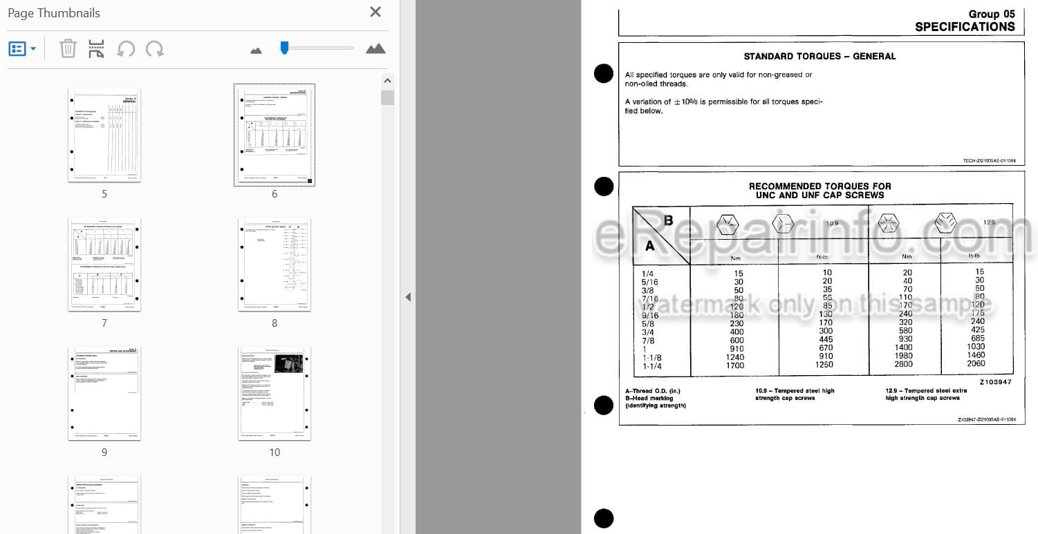 Photo 5 - John Deere 1032 1042 1052 1055 Technical Manual Combine TM4413