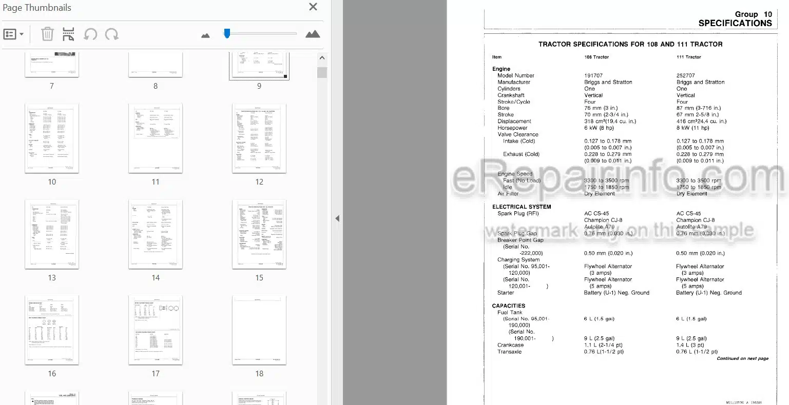 Photo 3 - John Deere 108 111 111H 112L 116 Technical Manual Lawn Tractor TM1206
