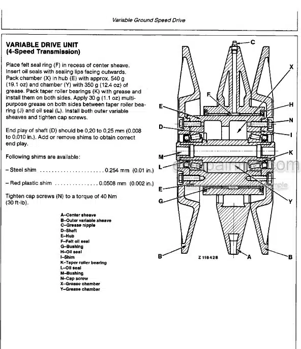 Photo 5 - John Deere 1133 1144 1155 1157 1158 Technical Manual Combine TM4476