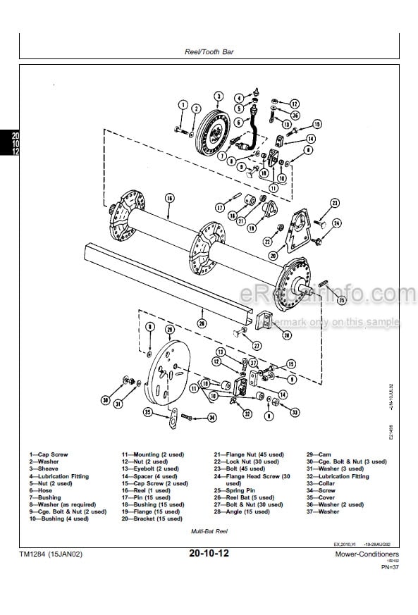 Photo 5 - John Deere 1207 1209 1217 1219 Technical Manual Mower Conditioner TM1284