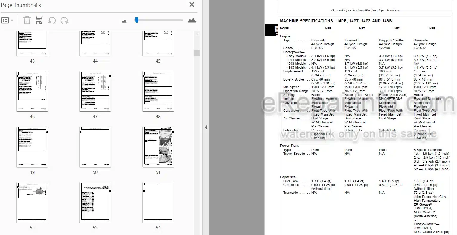 Photo 3 - John Deere 12PB To 14SZ Technical Manual Walk Behind Mower TM1471 SN GX-010001-