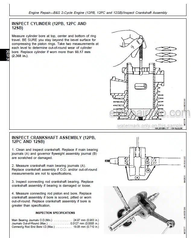 Photo 5 - John Deere 12PB To 14SZ Technical Manual Walk Behind Mower TM1471 SN GX-010001-