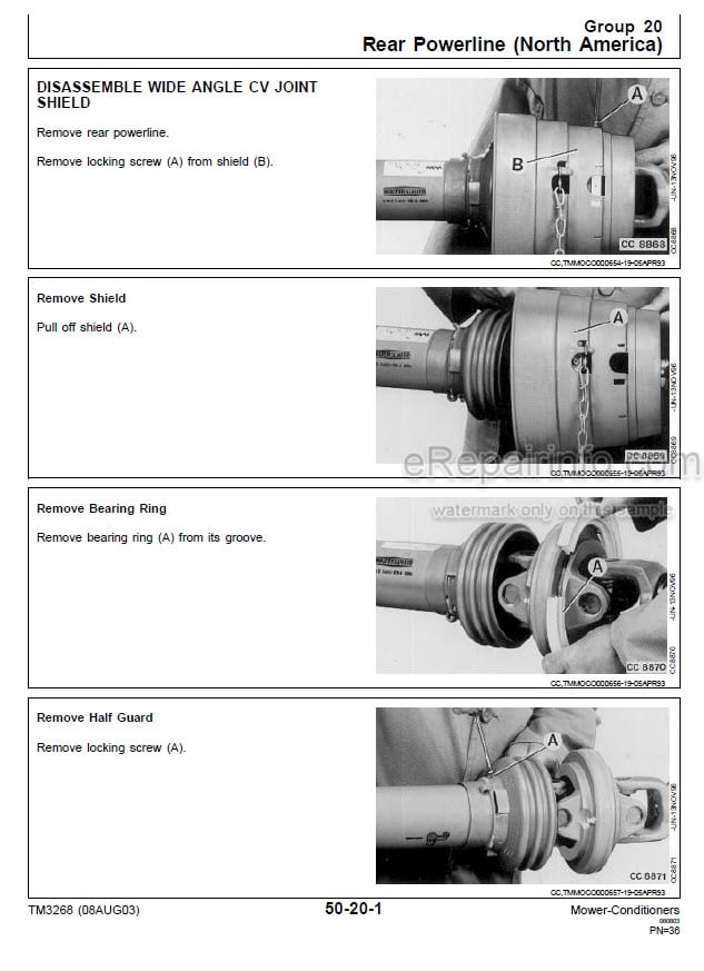 Photo 1 - John Deere 1350 1360 1460 1470 Technical Manual Mower Conditioner TM3268