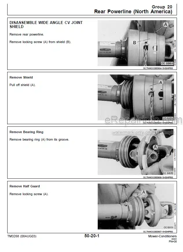 Photo 1 - John Deere 1350 1360 1460 1470 Technical Manual Mower Conditioner TM3268