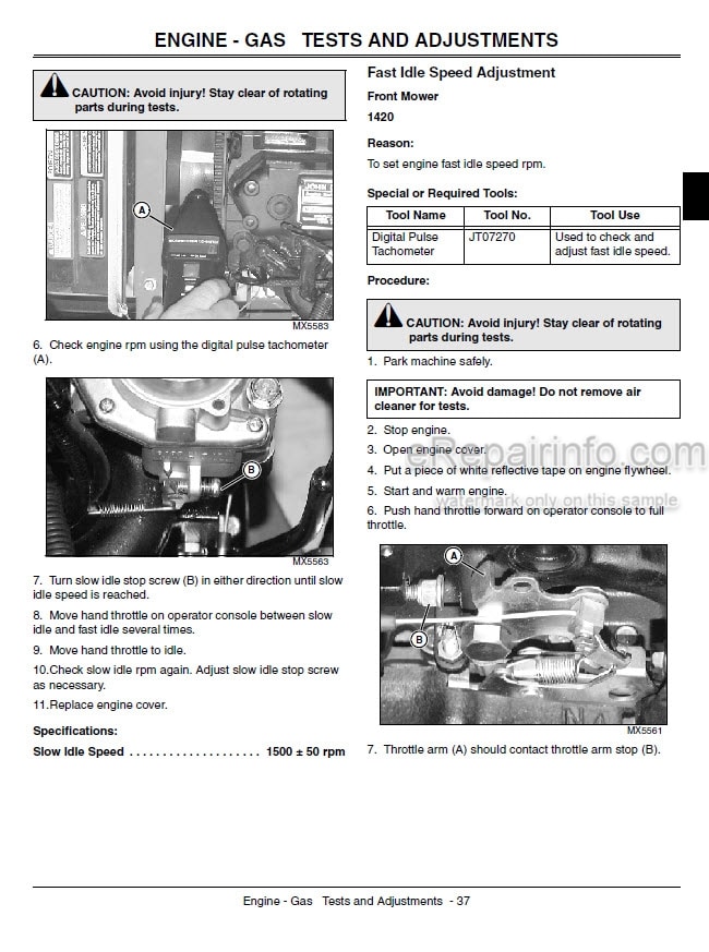 Photo 6 - John Deere 1420 1435 1445 1545 1565 Technical Manual Front Mower TM1806