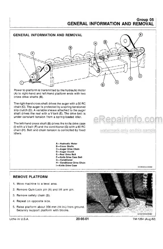 Photo 5 - John Deere 1424 Technical Manual Mower Conditioner TM1264