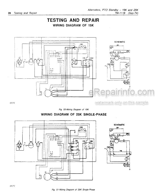 Photo 4 - John Deere 15K 25K Technical Manual PTO Standby Alternator TM1119