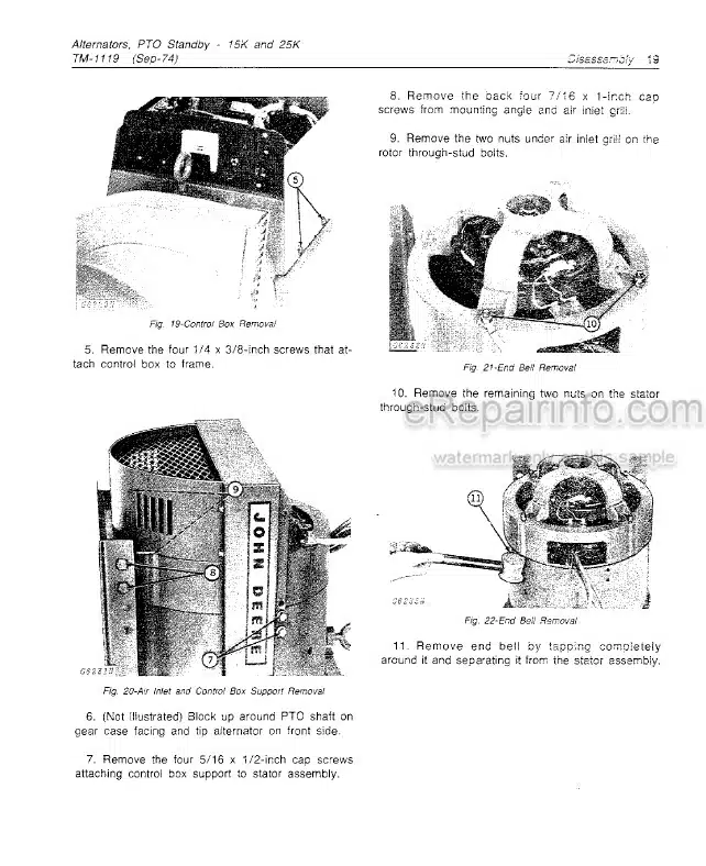 Photo 5 - John Deere 15K 25K Technical Manual PTO Standby Alternator TM1119