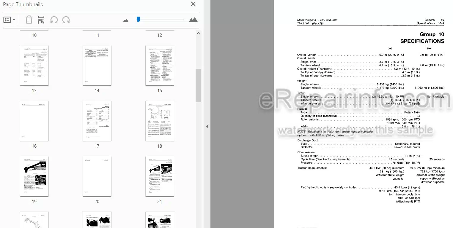 Photo 3 - John Deere 200 300 Technical Manual Stack Wagon TM1110