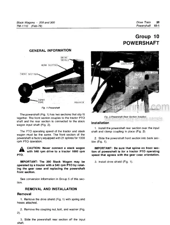 Photo 13 - John Deere 200 300 Technical Manual Stack Wagon TM1110