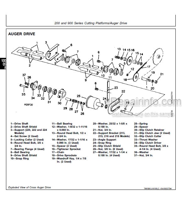 Photo 5 - John Deere 200 900 40 90 50 50A Series Technical Manual Cutting Platform TM1581