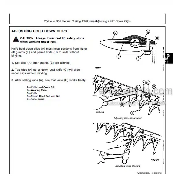 Photo 13 - John Deere 200 900 40 90 50 50A Series Technical Manual Cutting Platform TM1581