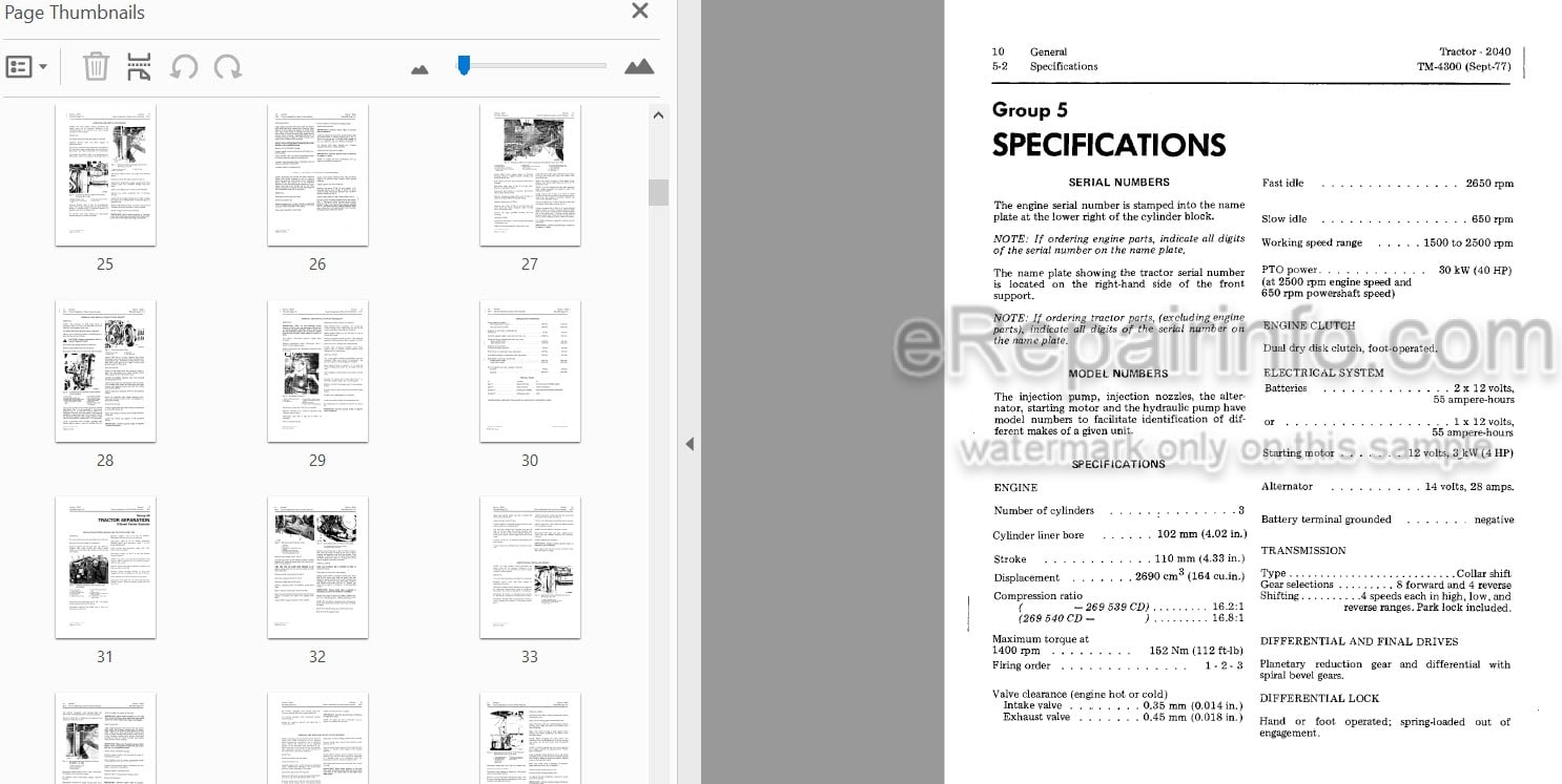 Photo 3 - John Deere 2040 Technical Manual Tractor TM4300