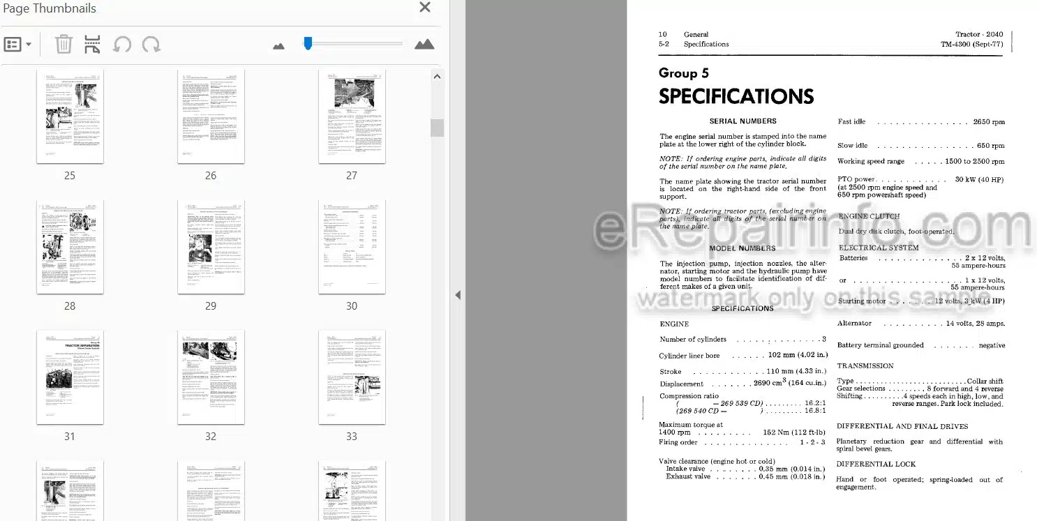 Photo 3 - John Deere 2040 Technical Manual Tractor TM4300