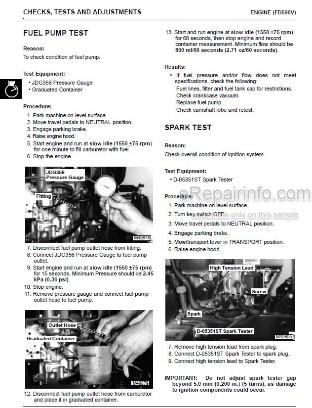 Photo 4 - John Deere 2243 Technical Manual Gas Professional Greensmower TM1473