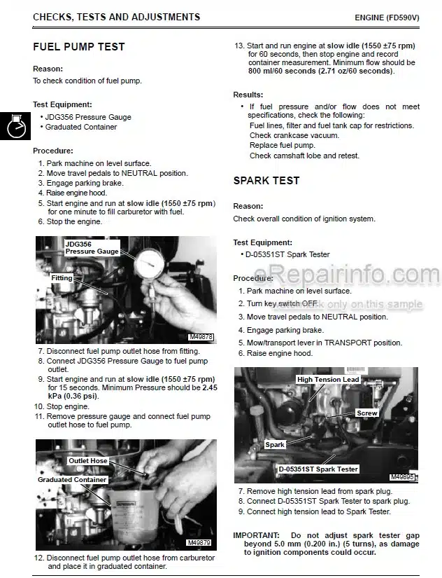 Photo 6 - John Deere 2250 2270 Technical Manual Hydrostatic Windrower TM1078