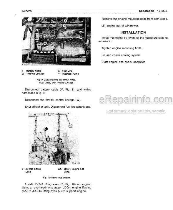 Photo 4 - John Deere 2280 Technical Manual Hydrostatic Drive Windrower TM1179