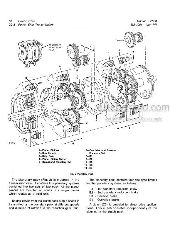 Photo 4 - John Deere 2520 Technical Manual Tractor TM1004